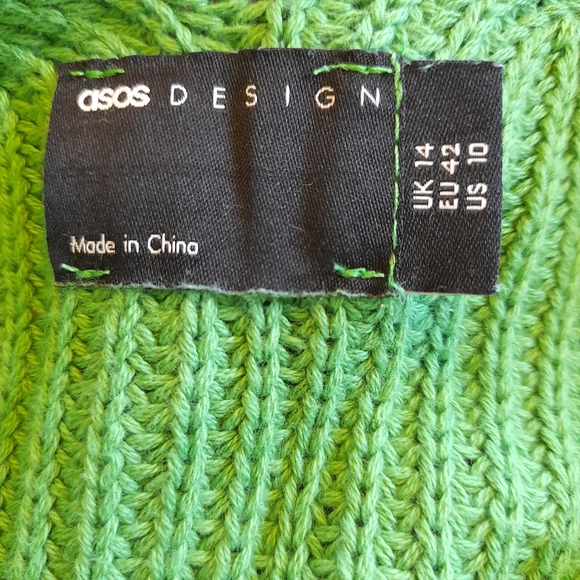 Green ASOS Crochet Crop Top Hippie Festival Size 14 - Picture 6 of 7